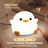 LED Night Light Cute Duck Cartoon Animals Decor Silicone Lamp for Children Kid Touch Sensor Timing USB Rechargeable for Birthday