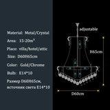 Luxury Crystal Chandeliers Villa Attic Stairs Lighting Lustre Decorate Indoor Living Room Loft Ceiling Pendant Lights Fixtures