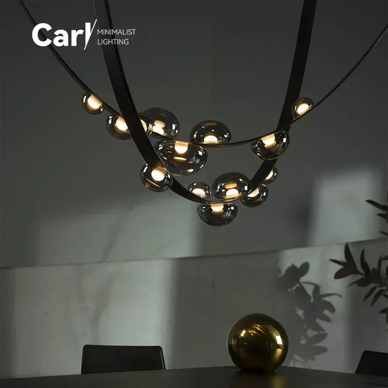 Modern Leather Belt Pendant Chandelier - Minimalist Designer Ceiling Light