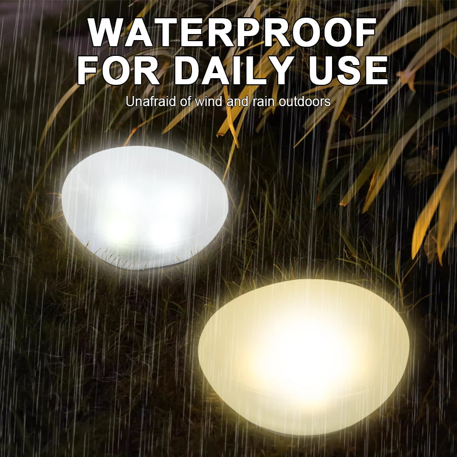 Solar Powered Frosted Pebble Lawn Light - Outdoor Waterproof Portable Ground Lantern & Decorative Garden Accent Lamp for Home Yard & Patio Pathways