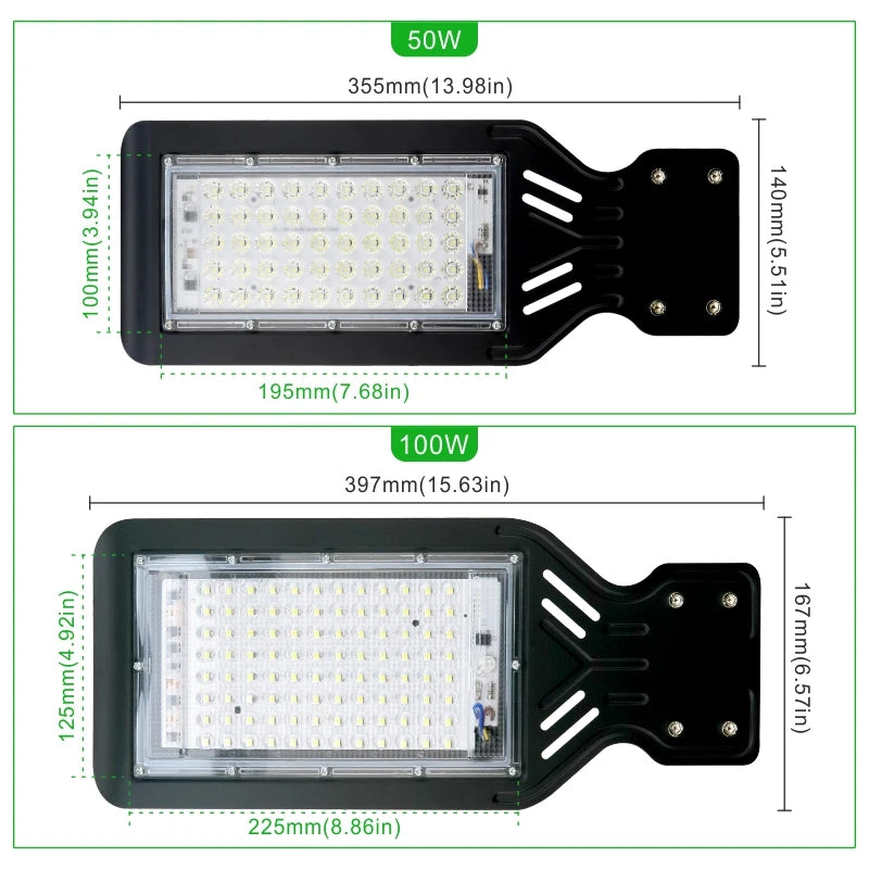 LED Street Light Floodlight (50W/100W) AC220V - IP65 Waterproof Outdoor Wall & Pole Lamp for Garden, Road & Pathway