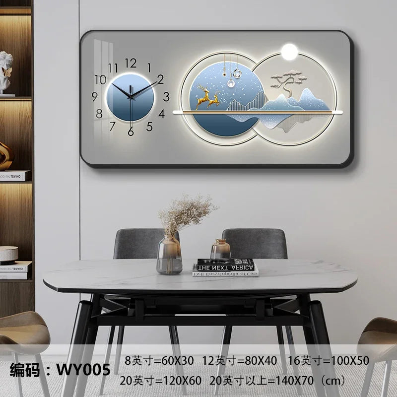 Nordic elk wall clock living room Creative fashion perpetual calendar electronic clock wall atmosphere dining room decoration