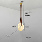 2026 Circular Marble Leather LED Hanging Lamp Modern Bedroom Living Room Main Light Fixture Nordic Faux Marble Pendant Light