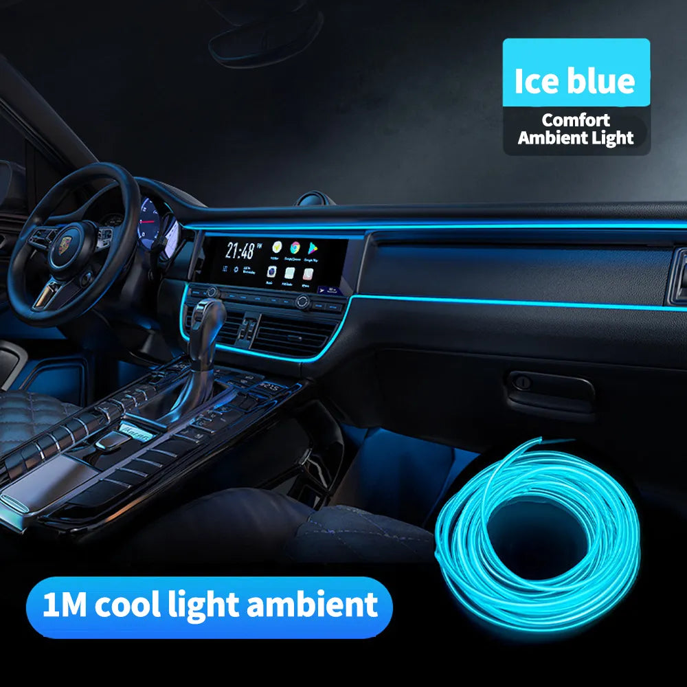 LED Car Light Lamp Flexible Auto Interior Decorative Atmosphere  Wire Strip Cold LED Light