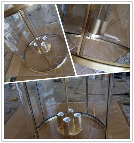 American Copper Glass Corridor Aisle Restaurant Bar Shop Cylinder Solder Birdcage Chandelier Lamp E14x3 pendant light home decors