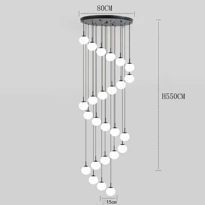 2026 Nordic White Ball Chandelier Lights Modern Led Long-Line Minimalist Lamp Living Room Villa Hotel Spiral Staircase Decor Lam