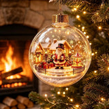 8cm Christmas Ball Ornament Transparent Acrylic Xmas Hanging Decoration DIY with Light Snowman Crystal Ball Holiday Ornament