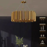 Living room chandelier Villa duplex modern simple stainless steel creative chandelier interior lighting LED lights gold