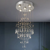 Crystal Droplight Led Pendant Light Modern Loft Stairs Chandelier Hanging Lustre Ceiling Lamp Home Appliance Decor Fixture