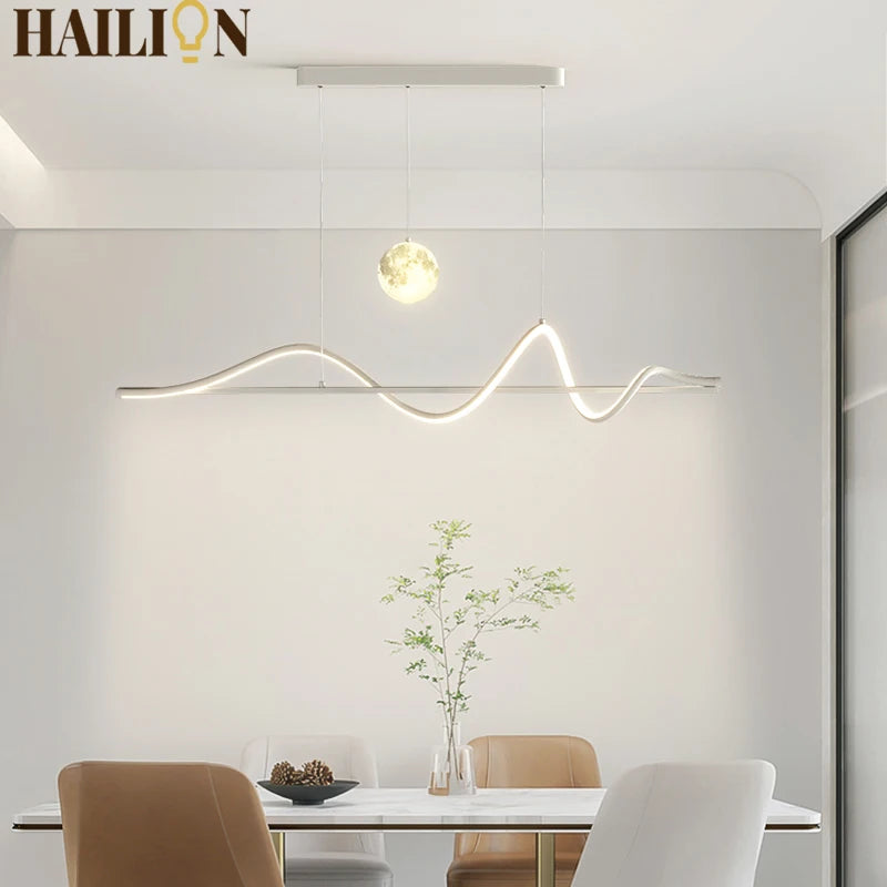 Modern Led Pendant Lights Chandelier For Dining Table Living Room Kitchen Bar Counter Creative Moon Hanging Lamp Home Decor Lamp