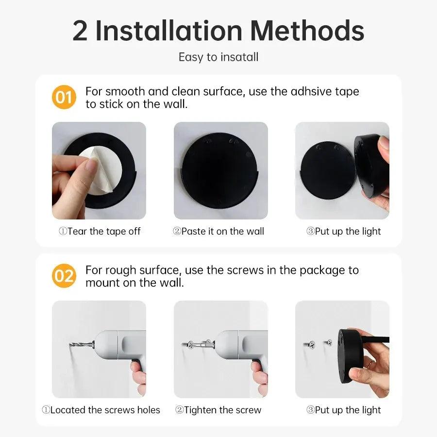 Wireless Motion Sensor LED Night Light (USB Rechargeable) - Stick-On Indoor Wall Lamp Fixture for Kitchen Cabinets, Bedroom, Living Room & Mural Display