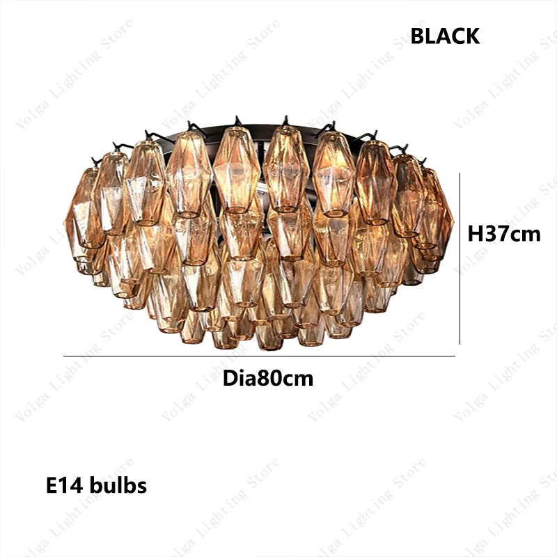 Postmodern Rhomboid Glass Pendant Ceiling Lights 2026 Copper Bronze Home Decoration Chandelier Lighting for Bedroom Living Room