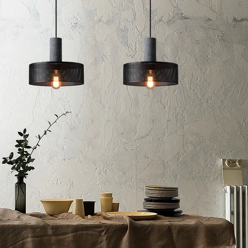 Modern Industrial Style LED Pendant Lights Interior Chandelier Lamp Fixtures Iron Lampshade Cement Hanging Lamp For Bar Table