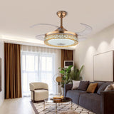 Bluetooth Invisible Ceiling Fan Light LED 3-Color Music Player Chandelier