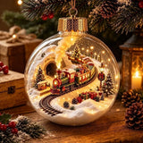 8cm Christmas Ball Ornament Transparent Acrylic Xmas Hanging Decoration DIY with Light Snowman Crystal Ball Holiday Ornament