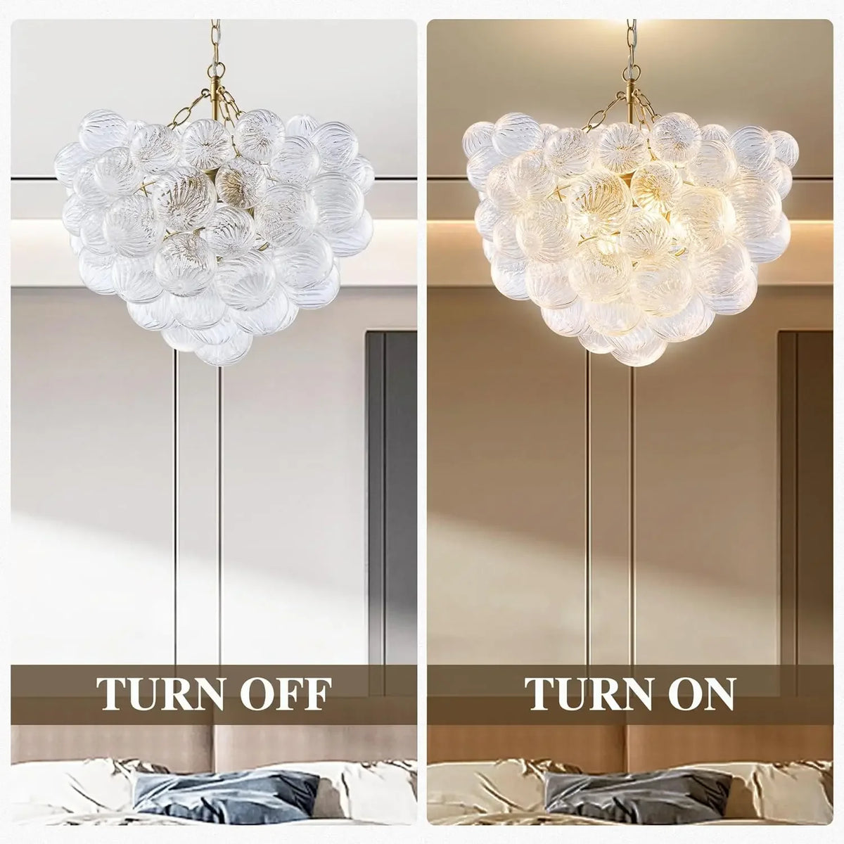 Artpad Nordic Glass Bubble Hanging Chandelier Bedroom Round Ball Ceiling Pendant Light LED Ceiling Chandelier for Living Room