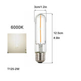 Vintage Tubular LED Filament Light Bulb - T10 T30 Long Tube 4W 6W 8W Edison Lamp