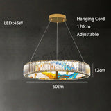 2025 Modern New Enamel Color Chandiler Lustre Crystal Glass Ceiling Light Luxury LED Ring Villa Decor Bedroom Living Dining Room