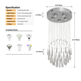 Crystal Droplight Led Pendant Light Modern Loft Stairs Chandelier Hanging Lustre Ceiling Lamp Home Appliance Decor Fixture