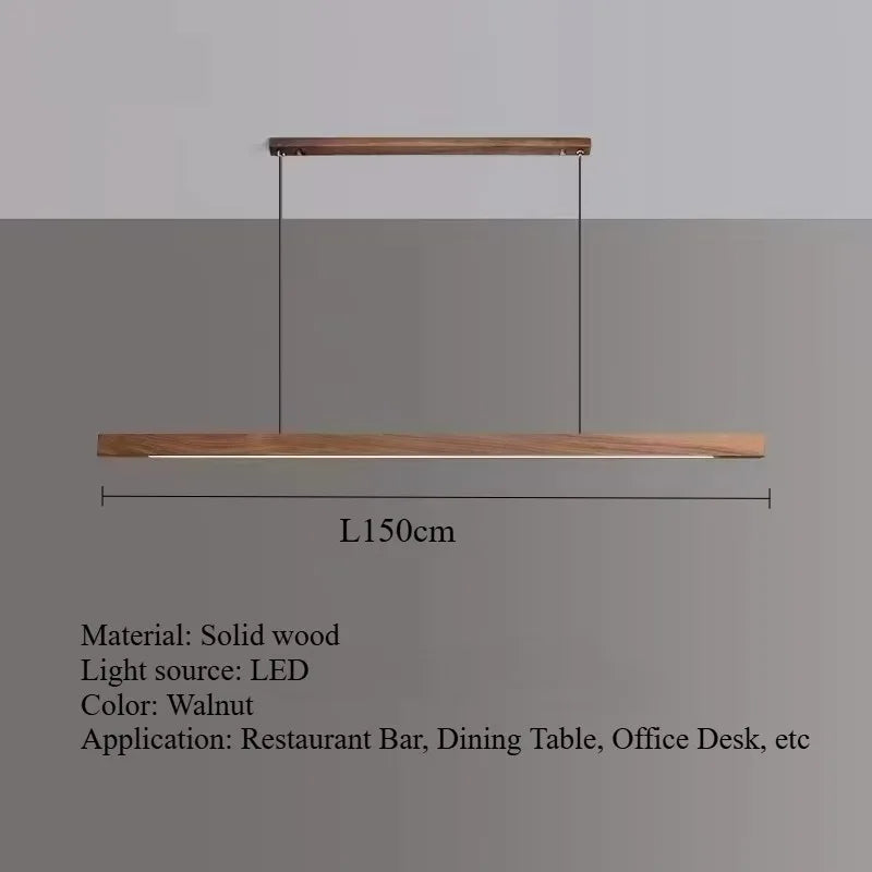 Nordic Walnut Solid Wood Pendant Light LED for Dining Tables, Study Rooms, Bar Counters, Office Desks, Indoor Home Lighting