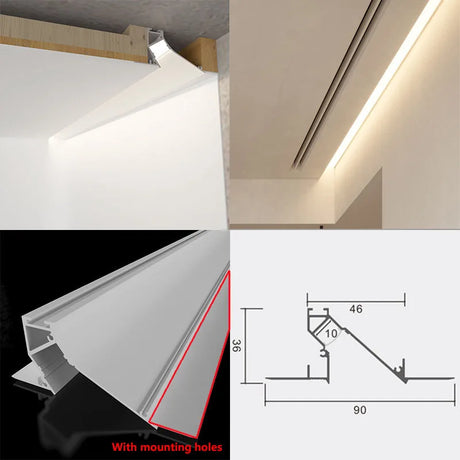 1M Recessed Led Aluminum Profile Channel Holder for Indoor Home Ceiling Wall Backlight Bar Linear Light Indirect Decors Lighting