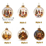 Acrylic Light-Up Christmas Ball Ornament Penguin Snowman Christmas Bauble Ornament Animal Pattern Transparent