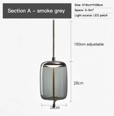 Modern Hemp Rope Glass Pendant Light Luminaire Rope Hanging Lamp Designer Cafe Bar Fixtures Drop Ship Knot Home Decor Chandelier