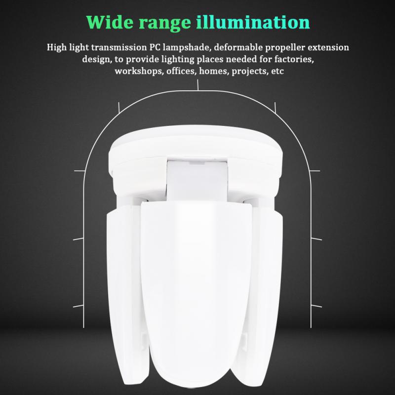 Fan Blade Shape Foldable Led Bulb Four Leaf Ceiling Lights Garage Decoration Fan Shape Led Bulb E27 For Workshop Warehouse Mini