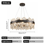Italian Design Luxury Crystal Chandelier Light (E14) - Customizable Hanging Pendant Lamp Fixture for Living Room & Dining Room