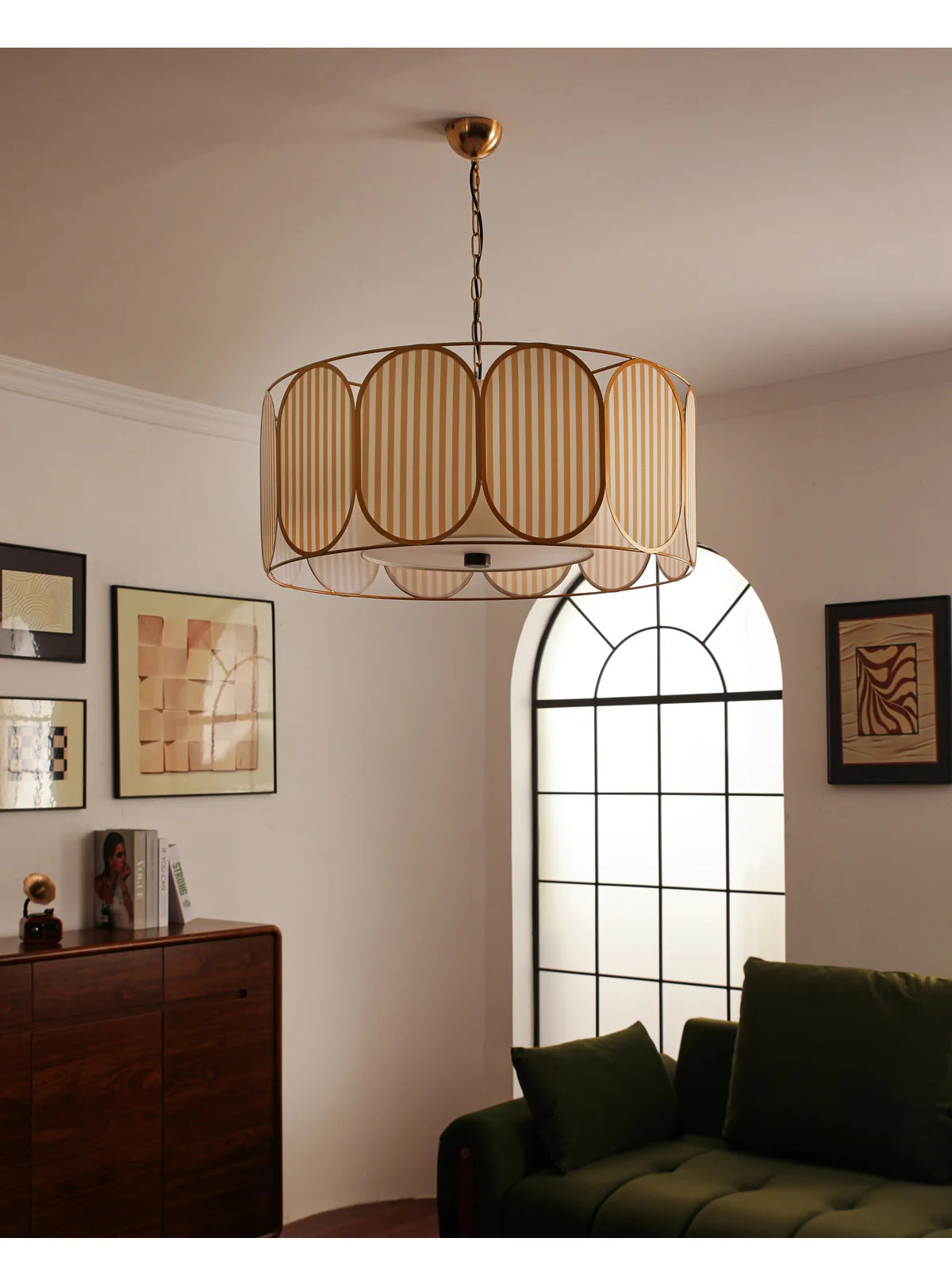 Classical Hanging Chandelier Light Fixture Chinese Cloth Pendant Lamp for Dining Room Kitchen Living Room Bedroom