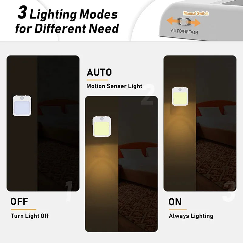 Night Light Motion Sensor With LED Light EU Plug Lamps Children Night Light Wireless Night Lamp For Bedside Table Bedroom