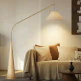 Modern Walnut Fishing LED Floor Lamp - Creative Minimalist Arc Standing Light Fixture for Living Room, Bedroom Bedside & Study
