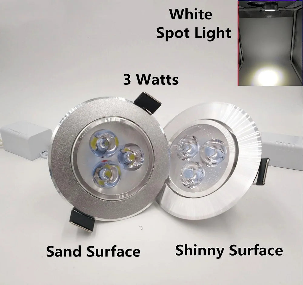 Silver White Ultra Bright LED Downlight - 3W Recessed Ceiling Spotlight