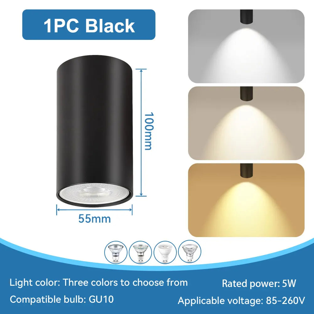 LED Downlight GU10 Replaceable Bulb 110V/220V Ceiling Lamp Surface Mounted Interior Bedroom Living Room Shop Home Led Spotlights