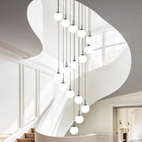 2026 Nordic White Ball Chandelier Lights Modern Led Long-Line Minimalist Lamp Living Room Villa Hotel Spiral Staircase Decor Lam
