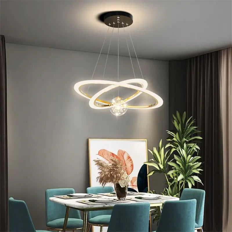 2025 New Pendant Light Lusters For Living Room Chandelier Modern Creative Circle Ring Bedroom Lamps Restaurant Ceiling Luminaire