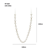 2026 Trendy Pearl Necklace Design LED Dimmable Chandelier Balls Staircase 6 m Long Suspension Luminaire Lampen For Living Room
