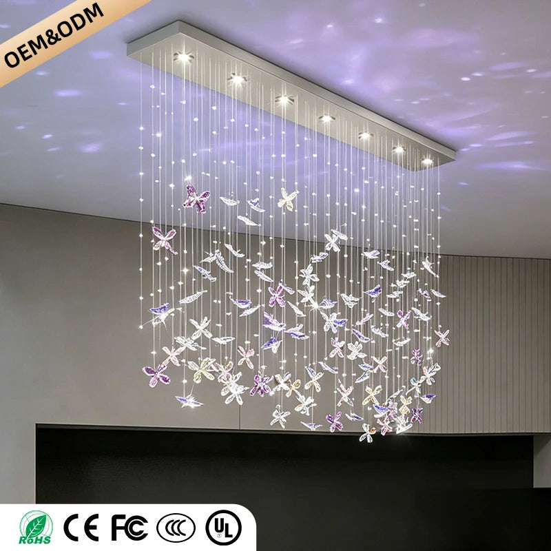 Chandelier Over the Dining Table Kitchen Island Pendant Light Dining Room Butterfly Design Chandelier Crystal Hanging Lamp
