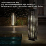 Creative New LED Solar Imitation Rattan Hollow Floor Lamp for Outdoor Courtyard Garden Projection Atmosphere Lighting