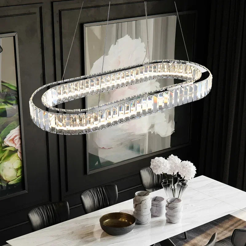 2024 Led Luxury Crystal Ceiling Pendant Lamp Living Room Bedroom Hanging Chandelier Bar Dining Table Light for Room Decor Lustre