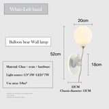 Pink Balloon Bear Wall Lamps Cute Children's Room Lamp Modern Warm Princess Room Nursery Girl Boy Bedroom Bedside Wall Lights