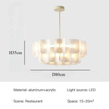 White Large Chandelier Minimalist Wabi Sabi Acrylic Lamp Dining Living Room Hotel Lobby Hanging Lamp Fixture