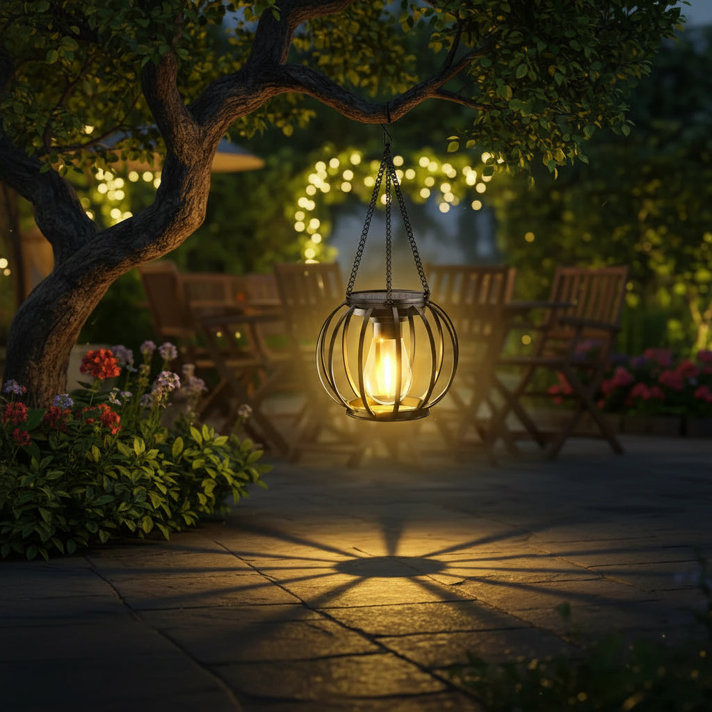 Solar LED Garden Lantern - Retro Iron Art Waterproof Outdoor Path Light