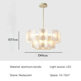 White Large Chandelier Minimalist Wabi Sabi Acrylic Lamp Dining Living Room Hotel Lobby Hanging Lamp Fixture