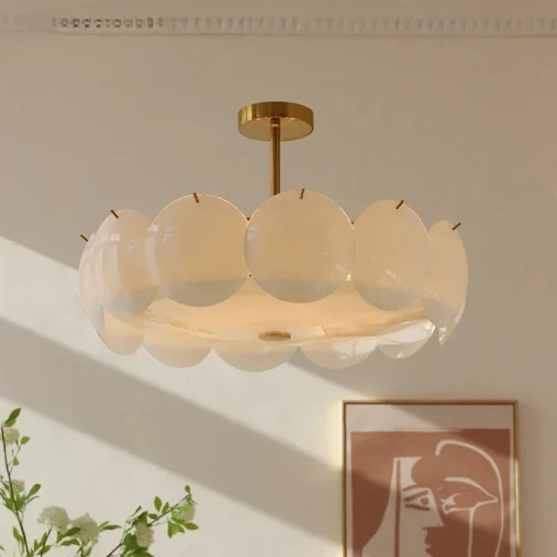 2026 Glass Ceiling Light  Modern Minimalist Cream White Ceiling Chandeliers Living Room Dining Room Bedroom Light Home Decor E14