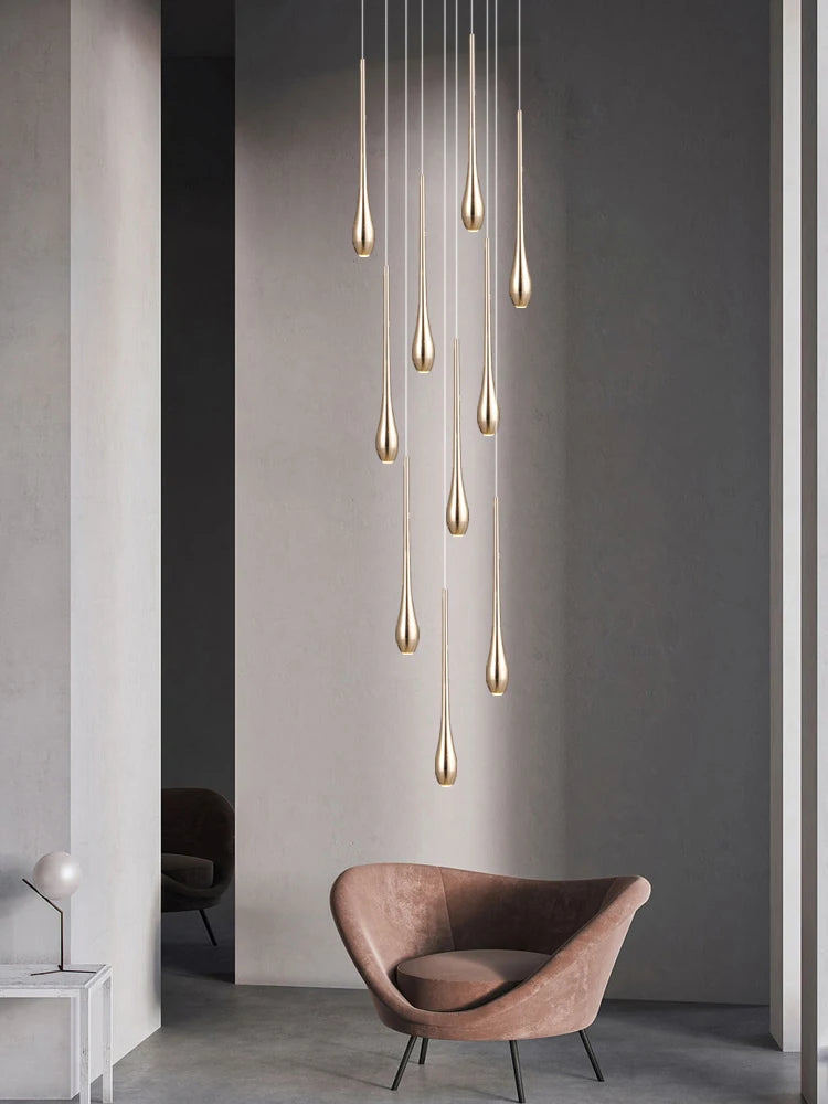 Nordic Style LED Modern Pendent Lamp Suitable For Villa Staircase Pendant Double-Layer Attic Ceiling Lamp Living Room Chandelier