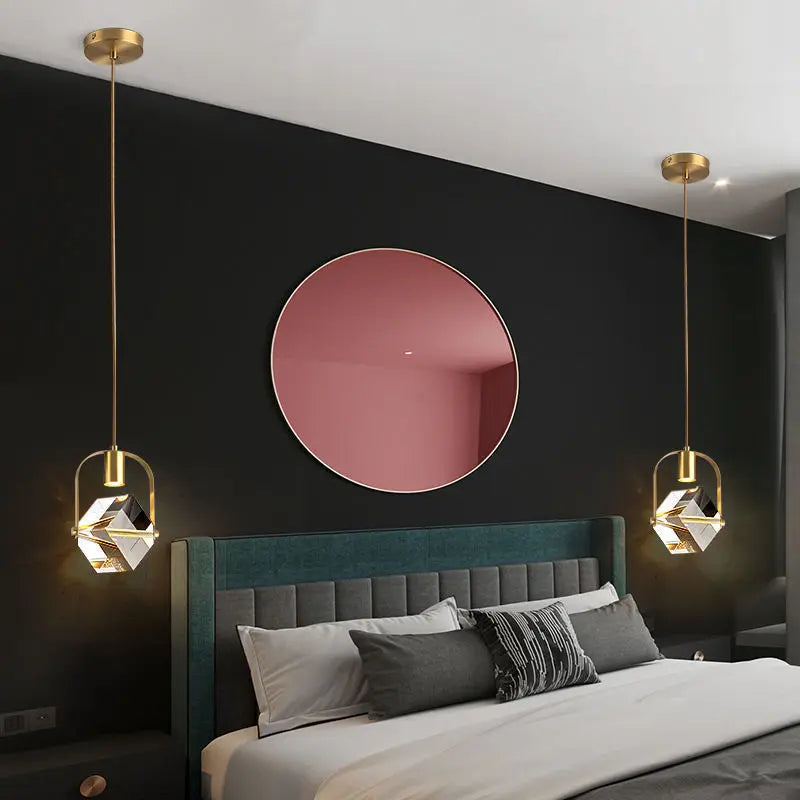 Modern Led All Copper Pendant Light Crystal Chandelier Luxury Lighting Living Room Kitchen Dining Room Home Decors Hanging Lamp