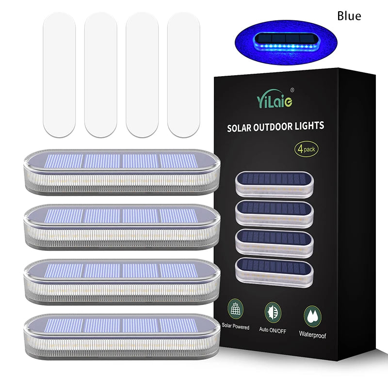 Solar Deck Lights IP68 Waterproof Outdoor LED - Wireless Stick-On Step & Dock Light