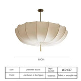 Nordic Japanese Wabi-Sabi Paper Umbrella Fabric Chandelier - French Retro Ceiling Pendant Light Fixture for Bedroom, Living Room & Home Decor