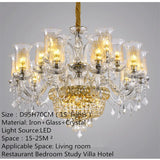 European Luxury Crystal Chandelier LED Living Room Restaurant Bedroom Villa  Hotel Duplex Building Candle Pendent Lamp
